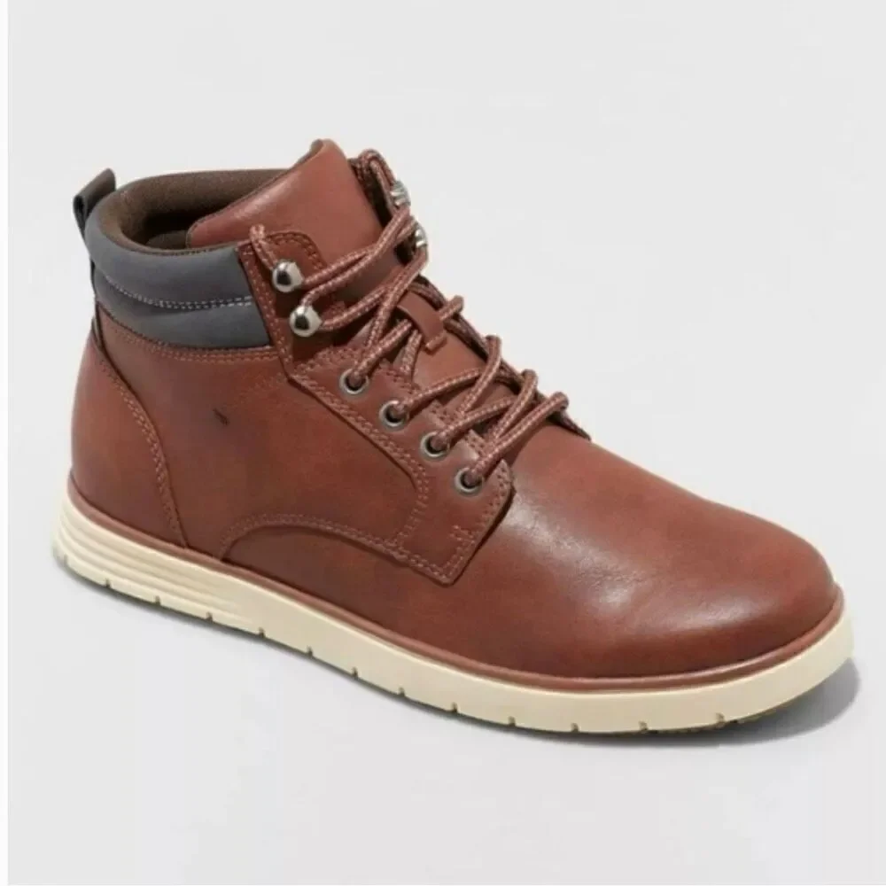 NEW! Men's Goodfellow Maxwell Brown High Top Lace-Up Sneaker Boots